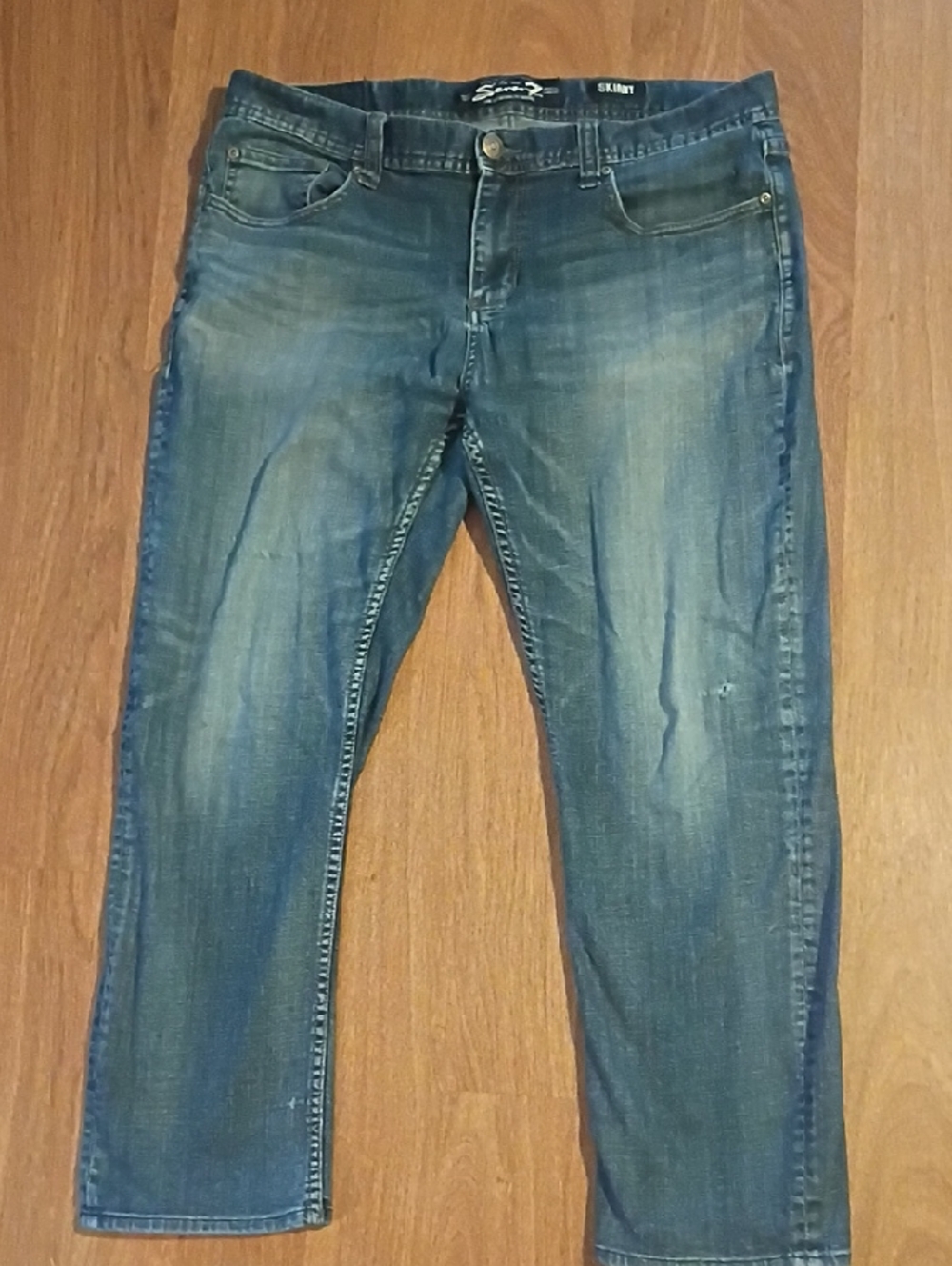 Seven7 Men’s Slim Straight Skinny Jeans in Faded Blue